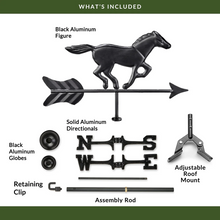Load image into Gallery viewer, Black Aluminum Horse Cottage Weathervane