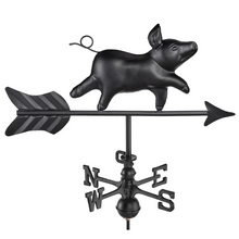 Load image into Gallery viewer, Black Aluminum Pig Cottage Weathervane