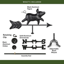 Load image into Gallery viewer, Black Aluminum Pig Cottage Weathervane