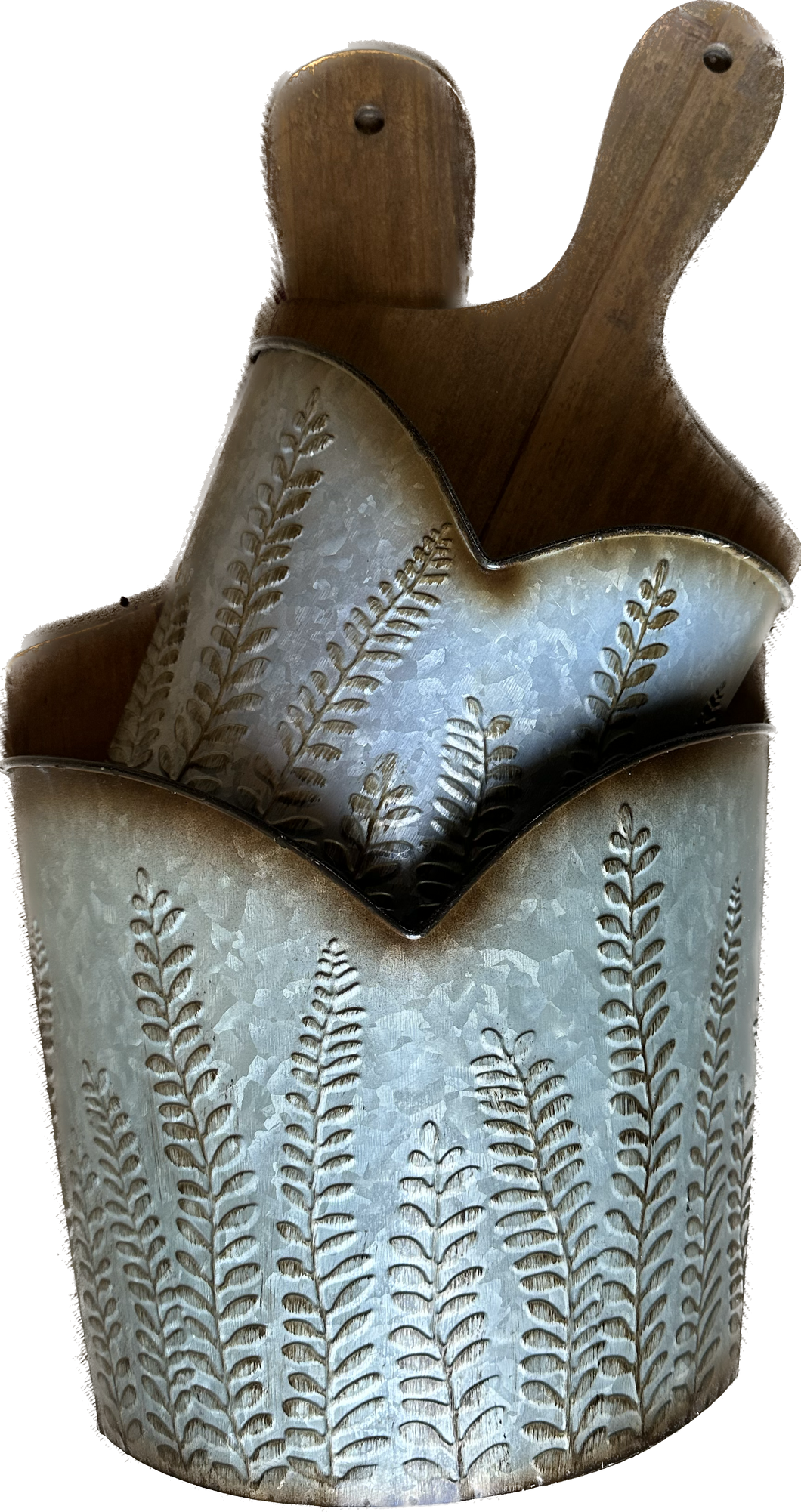 GARDEN WALL ART, METAL/WOOD CUTTING BOARD WALL PLANTER SETS 2, 10X6.2X8.6/17.7”H