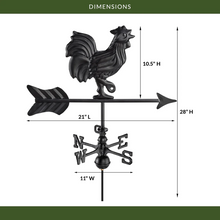 Load image into Gallery viewer, Black Aluminum Rooster Cottage Weathervane
