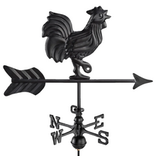 Load image into Gallery viewer, Black Aluminum Rooster Cottage Weathervane
