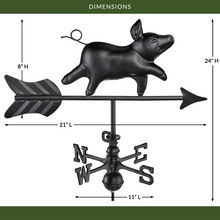 Load image into Gallery viewer, Black Aluminum Pig Cottage Weathervane
