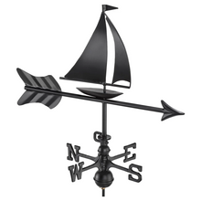 Load image into Gallery viewer, Black Aluminum Sailboat Cottage Weathervane
